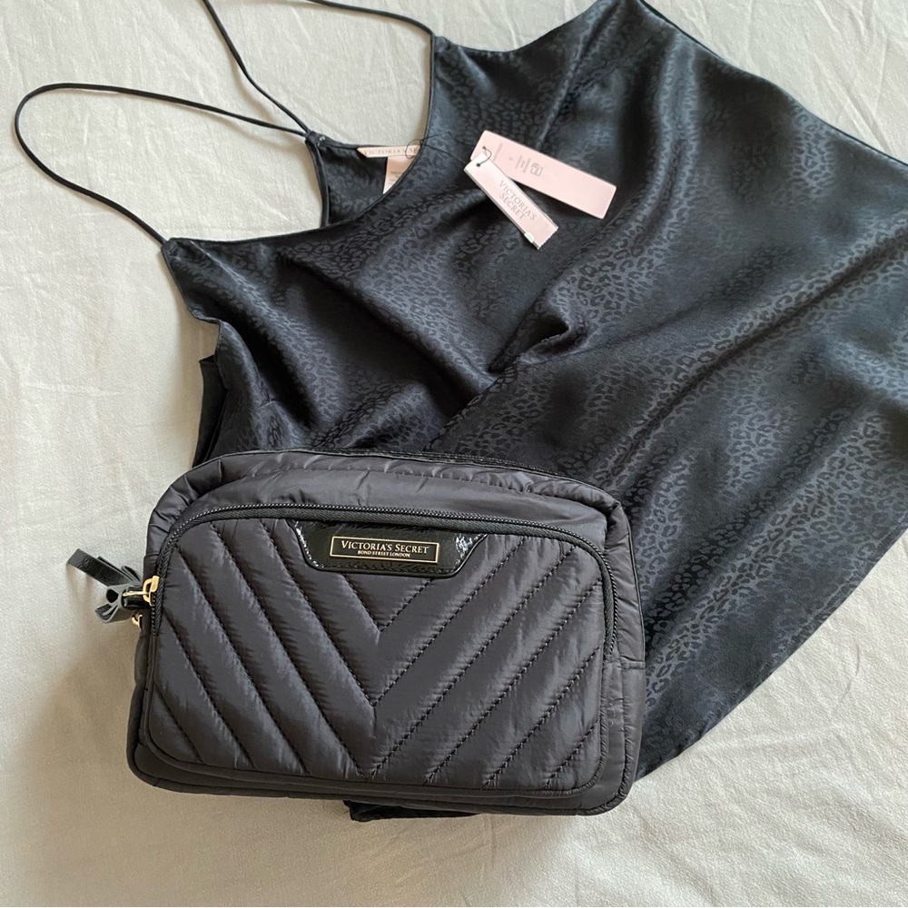 Victoria’s Secret Set Animal print Satin Camisole and Makeup bag